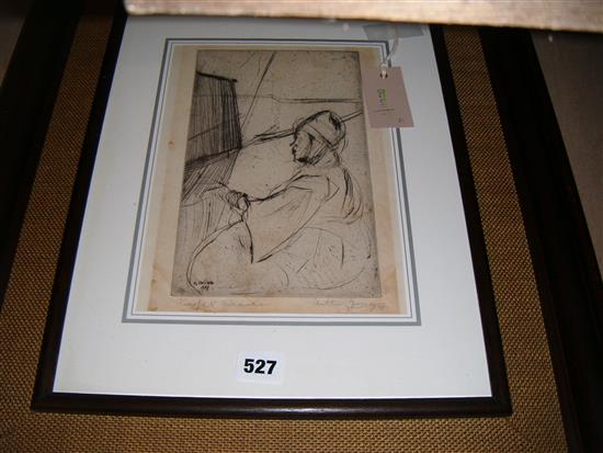 Anthony Gross RA (1905-1984), Carpet Weaver, etching, A/P, signed & dated 1927 in plate and signed & titled in pencil